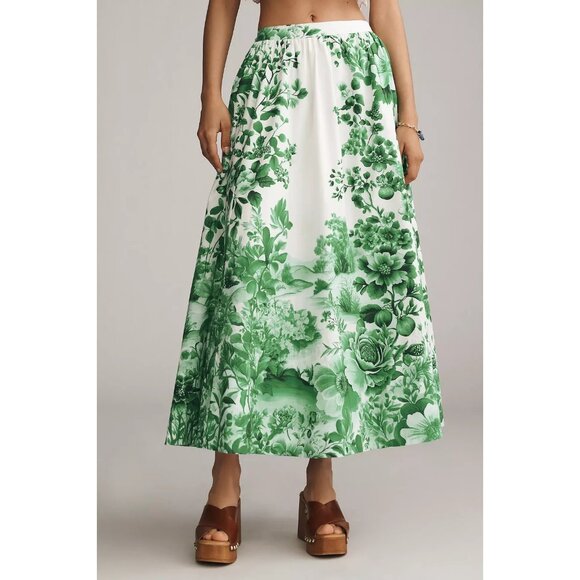 Anthropologie The Jacie Poplin Printed Maxi Skirt by Maeve M - Picture 1 of 3